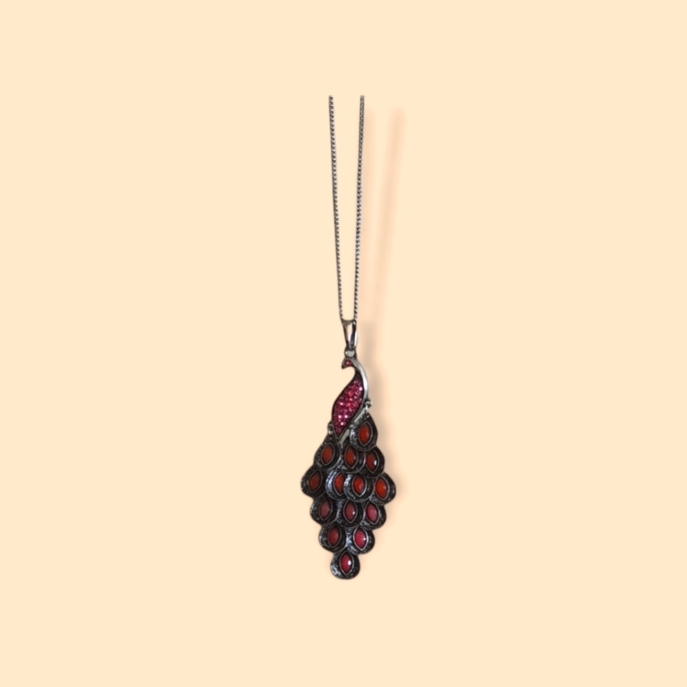 Crystal Peacock Long Necklace
